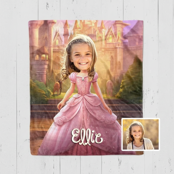 Personalized Kids Blanket – Custom Princess Face Design