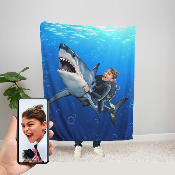 Shark Plush Blanket – Personalized Gift for Kids