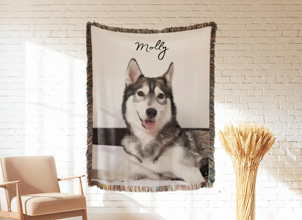 Furbaby Portrait Blanket – Personalized Name & Photo