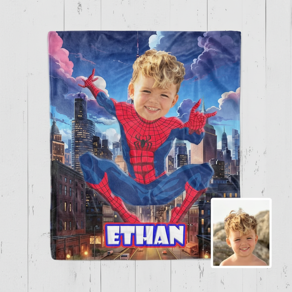 Superhero Spiderman Blanket – Personalized Photo Gift for Kids