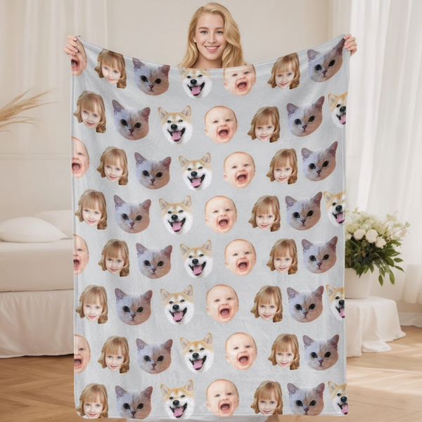 Photo Blanket – Funny Custom Face Gift for Family & Friends