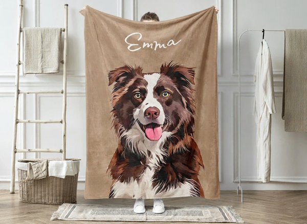 Custom Pet Blanket – Personalized Photo & Name Design