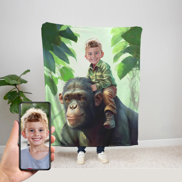 Monkey Plush Blanket – Personalized Gift for Kids