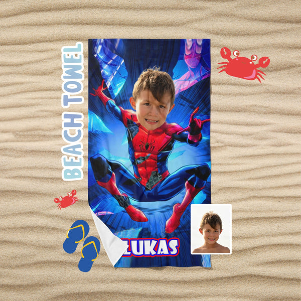 Spiderman Beach Towel – Personalized Photo Gift for Kids