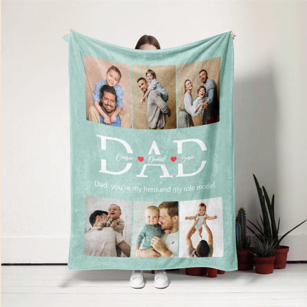 Family Photo Blanket – Custom Collage Names Gift for Parents