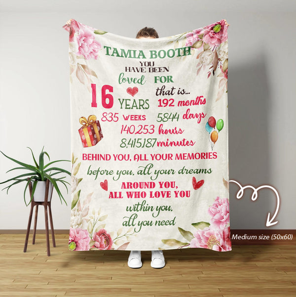Custom Sweet 16 Blanket – Personalized Birthday Gift