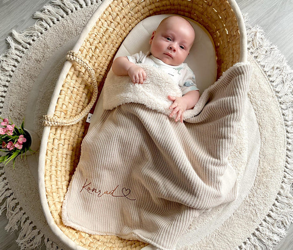 Custom Knitted Baby Blanket – Personalized Name Keepsake
