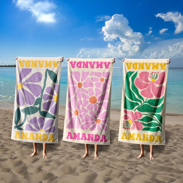 Floral Beach Towel – Personalized Summer Gift