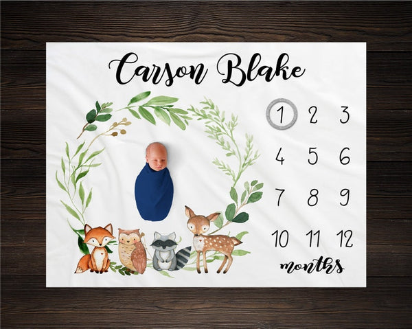 Baby Milestone Blanket – Personalized Name