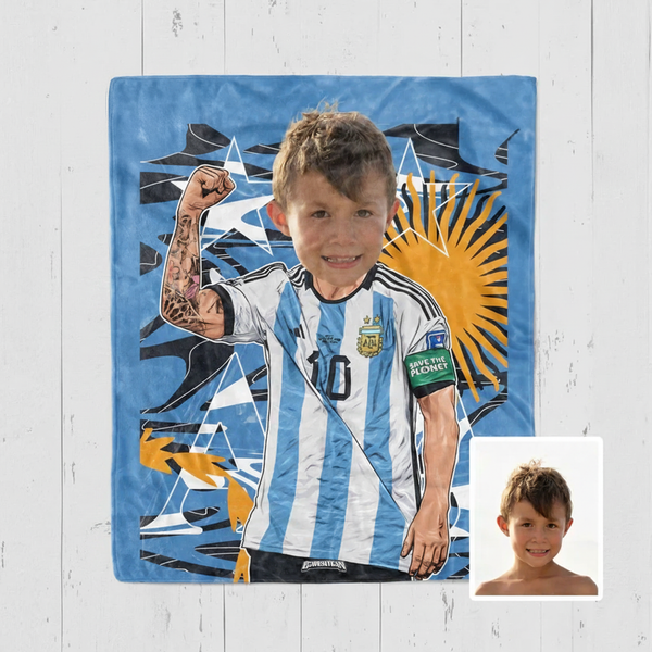 Personalized Boys Soccer Blanket – Custom Messi Design