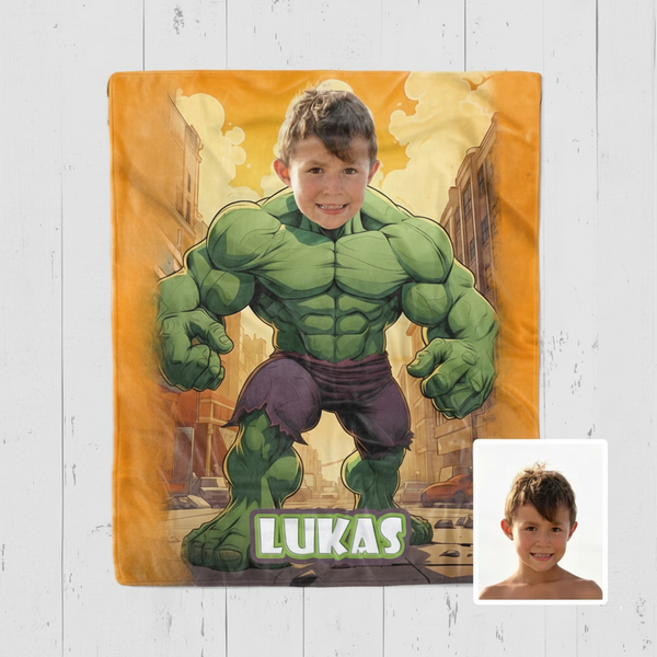 Superhero Hulk Blanket – Personalized Photo Gift version 2